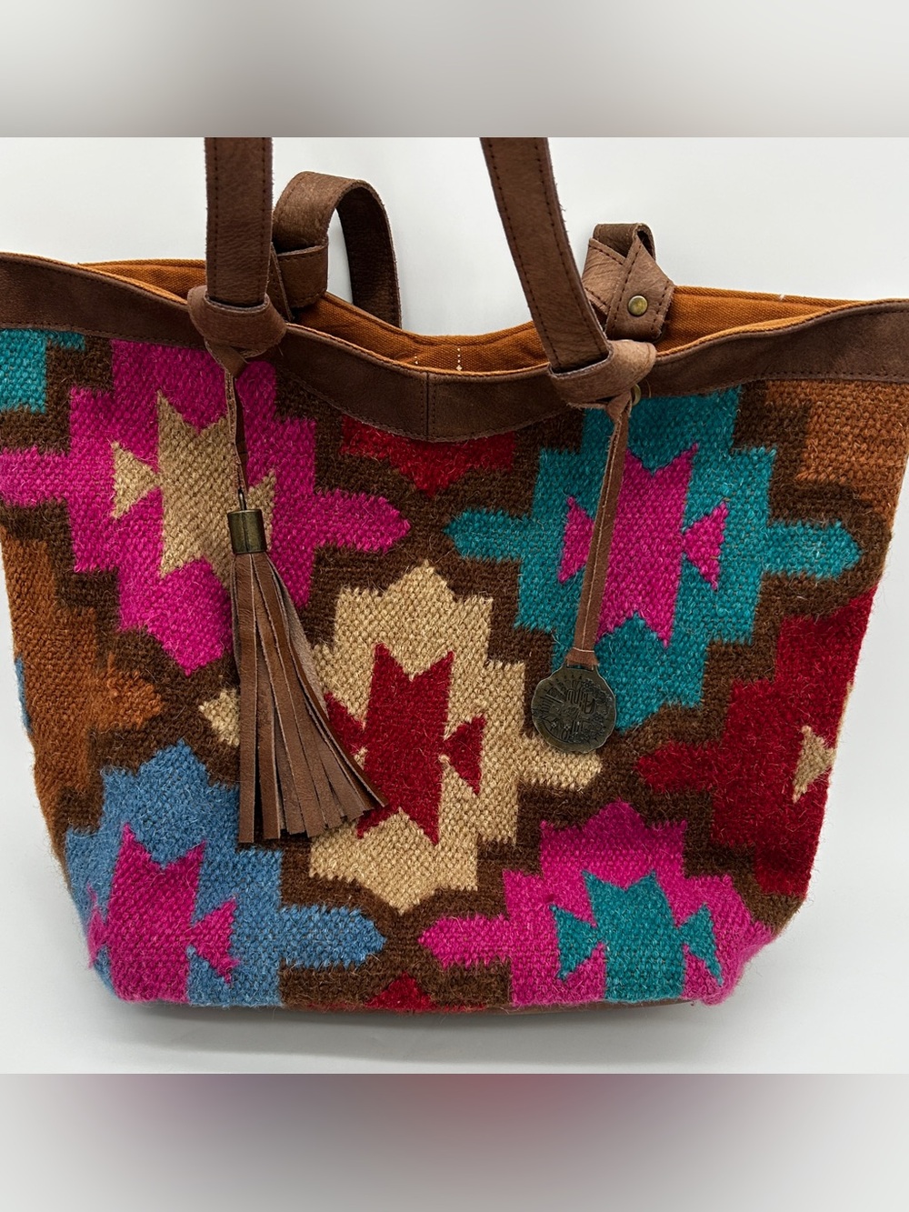 Catchfly Studio Aztec Wool Saddle Blanket Tote Shoulder Bag